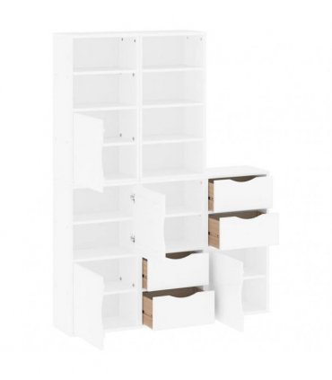 vidaXL Side Cabinets 5 pcs "ODDA" White 40x24x79 cm Solid Wood Pine — Model: 8 shelves 4 drawers
