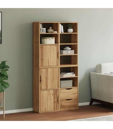 vidaXL Side Cabinets 4 pcs "ODDA" 40x24x79 cm Solid Wood Pine — Colour: natural, Model: 8 shelves 2 drawers