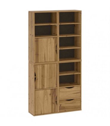 vidaXL Side Cabinets 4 pcs "ODDA" 40x24x79 cm Solid Wood Pine — Colour: natural, Model: 8 shelves 2 drawers
