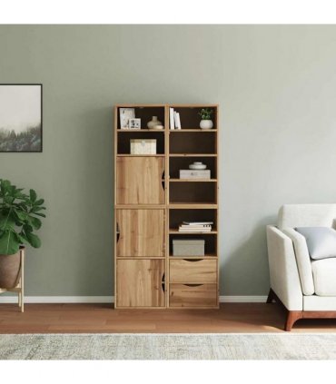 vidaXL Side Cabinets 4 pcs "ODDA" 40x24x79 cm Solid Wood Pine — Colour: natural, Model: 8 shelves 2 drawers