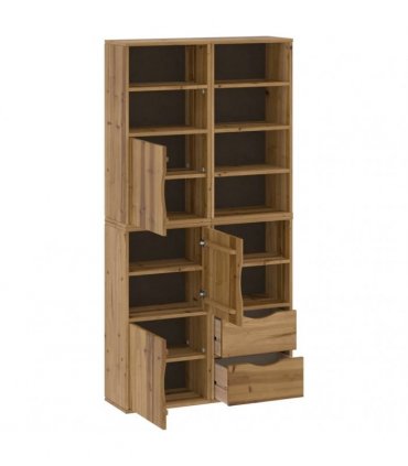 vidaXL Side Cabinets 4 pcs "ODDA" 40x24x79 cm Solid Wood Pine — Colour: natural, Model: 8 shelves 2 drawers