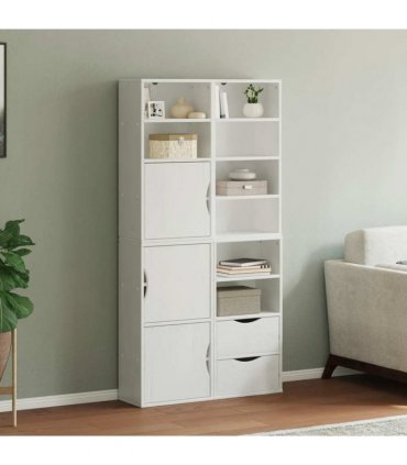 vidaXL Side Cabinets 4 pcs "ODDA" White 40x24x79 cm Solid Wood Pine — Model: 8 shelves 2 drawers