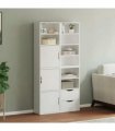 vidaXL Side Cabinets 4 pcs "ODDA" White 40x24x79 cm Solid Wood Pine — Model: 8 shelves 2 drawers