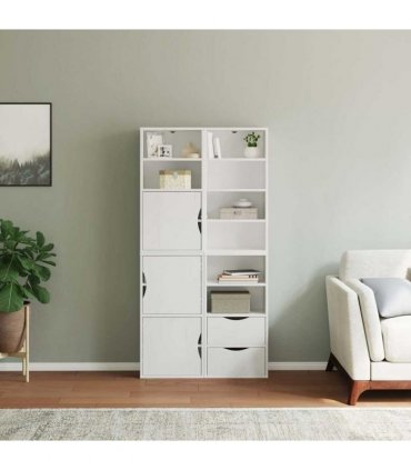 vidaXL Side Cabinets 4 pcs "ODDA" White 40x24x79 cm Solid Wood Pine — Model: 8 shelves 2 drawers
