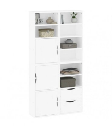vidaXL Side Cabinets 4 pcs "ODDA" White 40x24x79 cm Solid Wood Pine — Model: 8 shelves 2 drawers