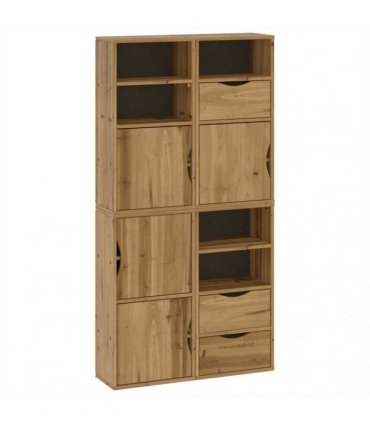 vidaXL Side Cabinets 4 pcs "ODDA" 40x24x79 cm Solid Wood Pine — Colour: natural, Model: 5 shelves 3 drawers