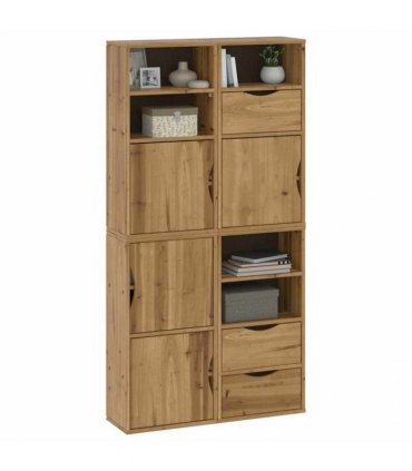 vidaXL Side Cabinets 4 pcs "ODDA" 40x24x79 cm Solid Wood Pine — Colour: natural, Model: 5 shelves 3 drawers