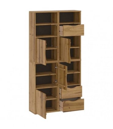 vidaXL Side Cabinets 4 pcs "ODDA" 40x24x79 cm Solid Wood Pine — Colour: natural, Model: 5 shelves 3 drawers