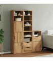 vidaXL Side Cabinets 5 pcs "ODDA" 40x24x79 cm Solid Wood Pine — Colour: natural, Model: 9 shelves 3 drawers