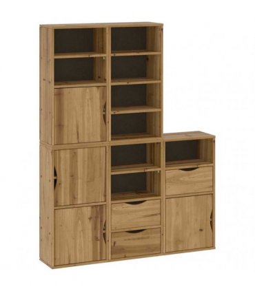 vidaXL Side Cabinets 5 pcs "ODDA" 40x24x79 cm Solid Wood Pine — Colour: natural, Model: 9 shelves 3 drawers
