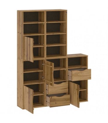 vidaXL Side Cabinets 5 pcs "ODDA" 40x24x79 cm Solid Wood Pine — Colour: natural, Model: 9 shelves 3 drawers