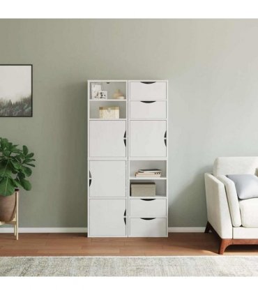 vidaXL Side Cabinets 4 pcs "ODDA" White 40x24x79 cm Solid Wood Pine — Model: 4 shelves 4 drawers