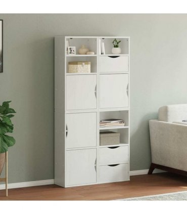 vidaXL Side Cabinets 4 pcs "ODDA" White 40x24x79 cm Solid Wood Pine — Model: 5 shelves 3 drawers