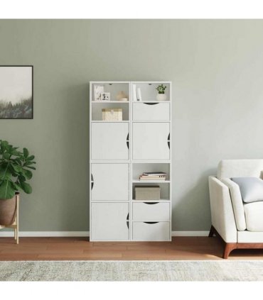 vidaXL Side Cabinets 4 pcs "ODDA" White 40x24x79 cm Solid Wood Pine — Model: 5 shelves 3 drawers
