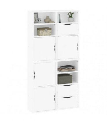 vidaXL Side Cabinets 4 pcs "ODDA" White 40x24x79 cm Solid Wood Pine — Model: 5 shelves 3 drawers