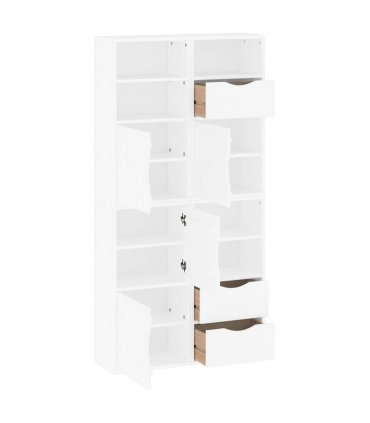 vidaXL Side Cabinets 4 pcs "ODDA" White 40x24x79 cm Solid Wood Pine — Model: 5 shelves 3 drawers