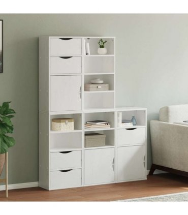 vidaXL Side Cabinets 5 pcs ODDA White 40x24x79 cm Solid Wood Pine — Model: 5 drawers 9 shelves