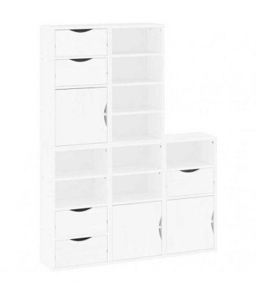 vidaXL Side Cabinets 5 pcs ODDA White 40x24x79 cm Solid Wood Pine — Model: 5 drawers 9 shelves