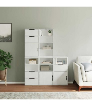 vidaXL Side Cabinets 5 pcs ODDA White 40x24x79 cm Solid Wood Pine — Model: 5 drawers 9 shelves