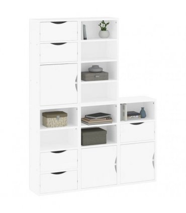 vidaXL Side Cabinets 5 pcs ODDA White 40x24x79 cm Solid Wood Pine — Model: 5 drawers 9 shelves