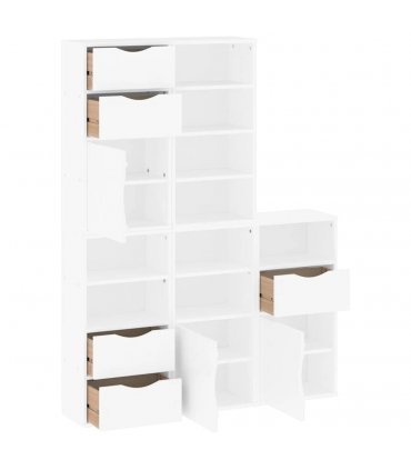 vidaXL Side Cabinets 5 pcs ODDA White 40x24x79 cm Solid Wood Pine — Model: 5 drawers 9 shelves