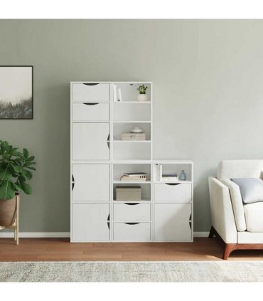 vidaXL Side Cabinets 5 pcs ODDA White 40x24x79 cm Solid Wood Pine — Model: 7 shelves 5 drawers