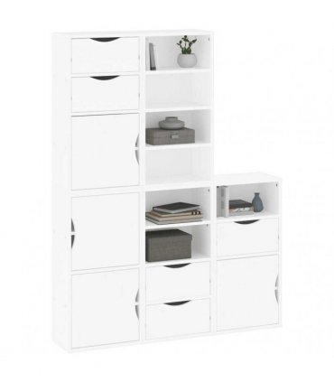 vidaXL Side Cabinets 5 pcs ODDA White 40x24x79 cm Solid Wood Pine — Model: 7 shelves 5 drawers