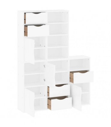 vidaXL Side Cabinets 5 pcs ODDA White 40x24x79 cm Solid Wood Pine — Model: 7 shelves 5 drawers