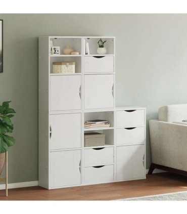 vidaXL Side Cabinets 5 pcs "ODDA" White 40x24x79 cm Solid Wood Pine — Model: 5 shelves 5 drawers