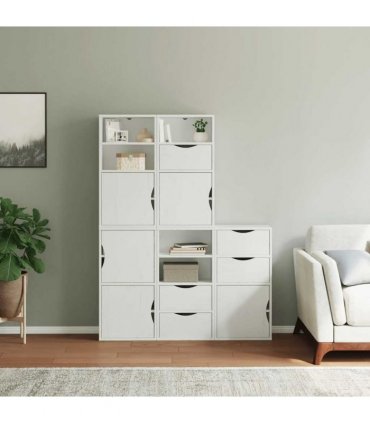 vidaXL Side Cabinets 5 pcs "ODDA" White 40x24x79 cm Solid Wood Pine — Model: 5 shelves 5 drawers