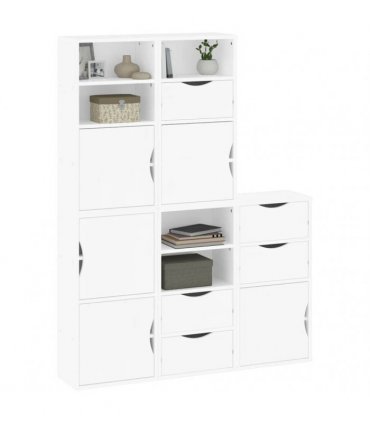 vidaXL Side Cabinets 5 pcs "ODDA" White 40x24x79 cm Solid Wood Pine — Model: 5 shelves 5 drawers