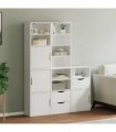 vidaXL Side Cabinets 5 pcs "ODDA" White 40x24x79 cm Solid Wood Pine — Model: 9 shelves 3 drawers