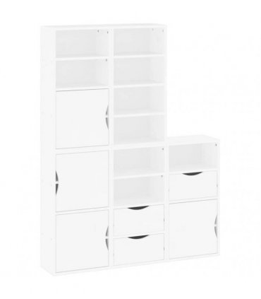 vidaXL Side Cabinets 5 pcs "ODDA" White 40x24x79 cm Solid Wood Pine — Model: 9 shelves 3 drawers
