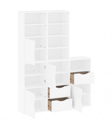 vidaXL Side Cabinets 5 pcs "ODDA" White 40x24x79 cm Solid Wood Pine — Model: 9 shelves 3 drawers