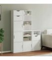 vidaXL Side Cabinets 5 pcs ODDA White 40x24x79 cm Solid Wood Pine — Model: 7 shelves 3 drawers