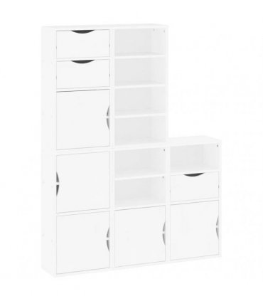 vidaXL Side Cabinets 5 pcs ODDA White 40x24x79 cm Solid Wood Pine — Model: 7 shelves 3 drawers