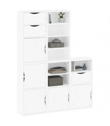 vidaXL Side Cabinets 5 pcs ODDA White 40x24x79 cm Solid Wood Pine — Model: 7 shelves 3 drawers