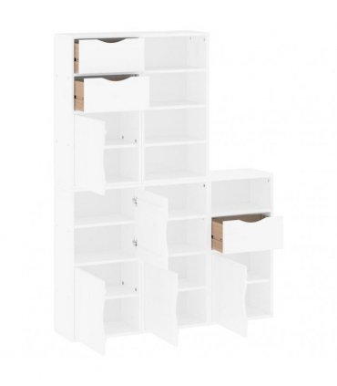 vidaXL Side Cabinets 5 pcs ODDA White 40x24x79 cm Solid Wood Pine — Model: 7 shelves 3 drawers