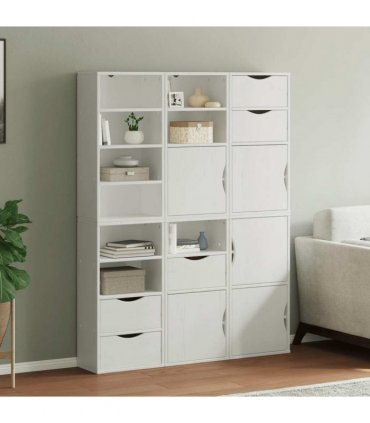 vidaXL Side Cabinets 6 pcs "ODDA" White 40x24x79 cm Solid Wood Pine — Model: 9 shelves 5 drawers