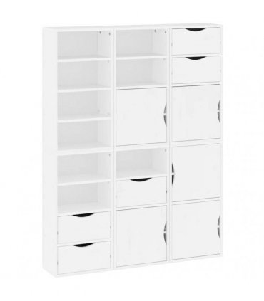 vidaXL Side Cabinets 6 pcs "ODDA" White 40x24x79 cm Solid Wood Pine — Model: 9 shelves 5 drawers