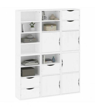vidaXL Side Cabinets 6 pcs "ODDA" White 40x24x79 cm Solid Wood Pine — Model: 9 shelves 5 drawers