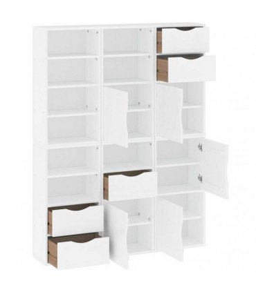 vidaXL Side Cabinets 6 pcs "ODDA" White 40x24x79 cm Solid Wood Pine — Model: 9 shelves 5 drawers