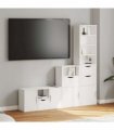 vidaXL 4 Piece TV Units with Storage ODDA White Solid Wood Pine — Model: 4 drawers 6 shelves