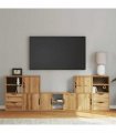 vidaXL 5 Piece TV Units with Storage ODDA Solid Wood Pine — Model: 6 shelves 4 drawers