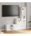 vidaXL 4 Piece TV Units with Storage ODDA White Solid Wood Pine — Model: 7 shelves 3 drawers