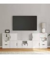 vidaXL 5 Piece TV Units with Storage ODDA White Solid Wood Pine — Model: 5 shelves 5 drawers