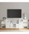 vidaXL 5 Piece TV Units with Storage ODDA White Solid Wood Pine — Model: 12 shelves 2 drawers