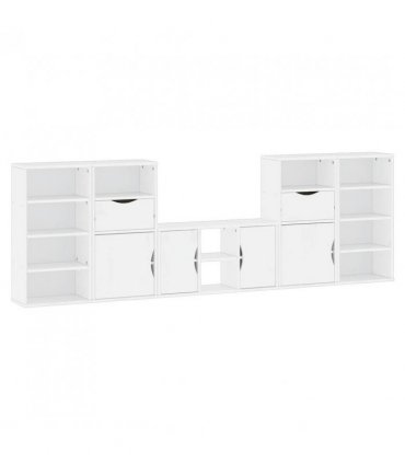 vidaXL 5 Piece TV Units with Storage ODDA White Solid Wood Pine — Model: 12 shelves 2 drawers