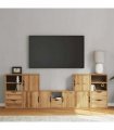 vidaXL 5 Piece TV Units with Storage ODDA Solid Wood Pine — Model: 5 shelves 5 drawers