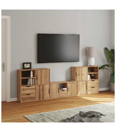 vidaXL 5 Piece TV Units with Storage ODDA Solid Wood Pine — Model: 5 shelves 5 drawers